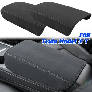 แผ่นป้องกันของตกแต่งหนังนิ่มติดที่วางแขนรถยนต์สำหรับ Tesla รุ่น3 /Y แผ่นป้องกันการที่พักแขนอัตโนมัติกันรอยขีดข่วน