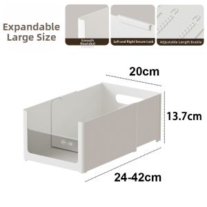 MRUN | Plastic Desktop Organizer Box Long Rectangle Straight Angle