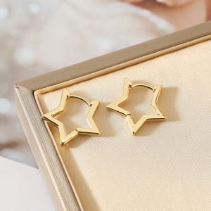 Stainless Steel Star Hoop Earrings For Women 2024 Trend New In Luxury Gold Color Earrings Ear Jewelry Gift Pendientes Mujer