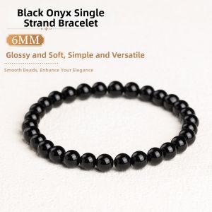 SIFUYUAN | Natural Black Agate Lucky Beads Bracelet