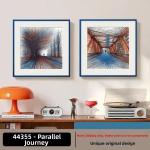 YASISHA | Abstract Line Urban Street Scene High-end Niche Blue Tones Decorative Painting