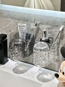 Elegant Wall-Mounted Toothbrush Holder Couples Electric Toothbrush Toothpaste Organizer No-Drill Bathroom Storage Rack