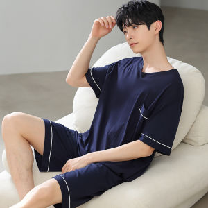 Bộ Đồ Ngủ Nam Mùa Hè Modal Cotton Thoải Mái Mềm Mại Phong Cách Hàn Quốc Mặc Ngoài Trời Quần Áo Mặc Nhà Thoải Mái Thoáng Khí