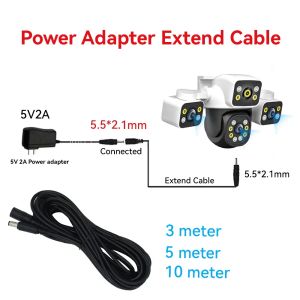 DC12V Power Extension Cord Male To Female 5.5x 2.1mm Connector For CCTV camera Security Black 3M 5M 10M Power Cable Ip Camera