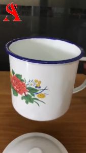 Mug Enamel Jadul Motif Cangkir Tutup Seng Enamel Lurik Polos Jago Bunga Blirik Gelas Souvenir Kaleng