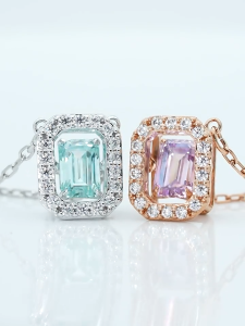 💖Swarovski💖Millenia octagonal cut green diamond pendant double layer necklace S925 sterling silver womens fashion necklace hypoallergenic non-allergic Valentines Day gift birthday gift for girlfriend bestie