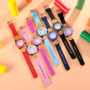 Boys Girls Quartz Watch Kids Childrens Fabric Strap Student Time Clock Wristwatch Colorful Number Dial birthday Gifts Watches
