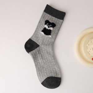 Spring Summer Cute Pet Dog Theme Korean Style Unique Lovely Charm Boneless Mid-Calf Socks Four Pairs Pack Outdoor Accessories