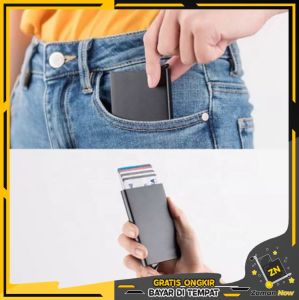 Zaman Now - Dompet Kartu Tipis Otomatis / Card Wallet Simple Wallet Pria Wanita / Card Holder Auto Pop Up / Dompet Kartu Otomatis
