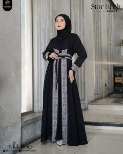 READY Gamis Abaya Star blink Etnik Black By Emka Hijab - Bahan polos paulista X Ceruty babydoll HQ