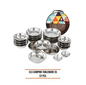 tableware set alat makan piring mangkuk stainless camping portable set