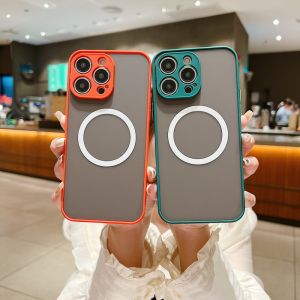 Crashstar vỏ điện thoại chống sốc cứng thân thiện với da Magsafe cho iPhone 15 14 13 12 11 Pro Max Mini XS XR X 8 + 7 Plus Vỏ điện thoại trong suốt Ốp điện thoại mờ sạc không dây bán chạy