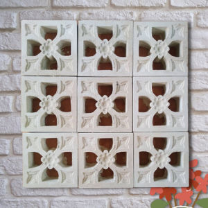 Roster beton minimalis varian motif warna putih abu merah dekorasi rumah dinding lubang angin modern