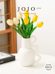 Nordic White Unfired Artistic Flower Vase Home Decor JOJOS L PD Instance Ceramic Handmade Desktop Ornament Single Bottle