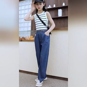 Quần Bò Bé Gái Habi Fashion HB2465 Quần Jean Cho Bé Gái Dáng Suông Cho Bé Từ 18-50kg