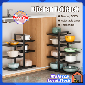 3+4 Tier Kitchen Pot Rack Under Sink Organizer Adjustable Pan Rak Bawah Sinki Kitchen Cabinet Storage Shelf 厨房置物架