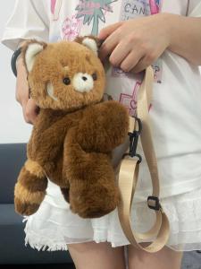 กระเป๋าเป้สะพายหลังผ้ากำมะหยี่น่ารักสำหรับผู้หญิง กระเป๋าสะพายข้างขนนุ่ม กระเป๋าเป้สะพายหลังลายแพนด้า กระเป๋าถือสำหรับเด็กและเยาวชน