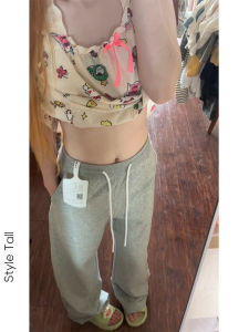 Tall Womens Loose Fit Extended Length American Retro Low Waist Floor-Length Straight Leg Pants Casual Sporty Sweatpants