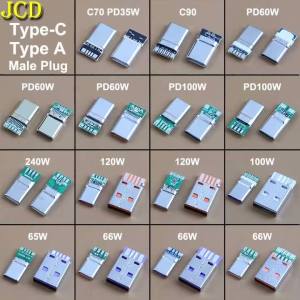 Bộ Sạc Nhanh 2 Chiếc Type-C USB OTG 60W 65W 100W Đầu Nối Đực Với PCB Đầu Cắm Đực Type A Dùng Cho Hàn DIY