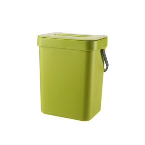 1pcs Green Trash Can Odorless Food Waste Container Kitchen Food Waste With Lid Small Countertop Compost Bin Wall Mounted