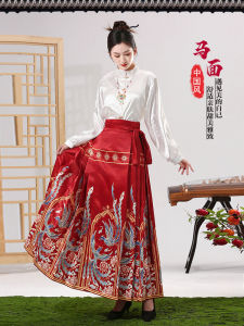 ใหม่ลายฟีนิกซ์ ชุดฮั่นฝู กระโปรง ชุดผู้ใหญ่ ผู้หญิง ครึ่งความยาว ฤดูใบไม้ผลิ 2024 แฟชั่นเสื้อผ้าสไตล์จีนแบบดั้งเดิม