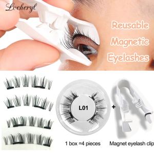 1 Pairs Magnetic False Eyelash With Clip Reusable Natural Eyelashes No Glue Safety 3D False Eyelash For Makeup Natural Magnetic Lash 磁吸假睫毛
