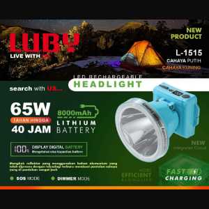 LUBY L-1515 SENTER KEPALA 65W HEAD LAMP CAHAYA PUTIH BAGUS BERKUALITAS TERJAMIN