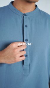 CUTOFF Hamzah Kemeja Koko Rami Basic Polos Pria Pendek