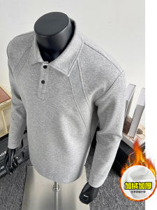 Áo Thun Polo Cotton Mamba Mỹ Cổ Polo Nam Dài Tay Màu Xám Mùa Thu Thường Ngày Cao Cấp Nối Dài Cổ Bẻ Áo Nỉ