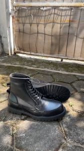 Kratos Black - Sepatu Boots Kulit Pria Maskulin PDL Dinas Bikers