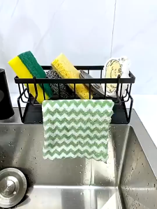 kitchen sink organizer Sponge Holder for Kitchen Sink Rustproof Dish Sponge Organizer with Removable Dishcloth Rack Sink Caddy with Brush Holder Kitchen Accessories Storage for Countertop