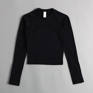 Womens seamless yoga outfit professional running fitness clothing long-sleeved pilates training yoga top close-fitting