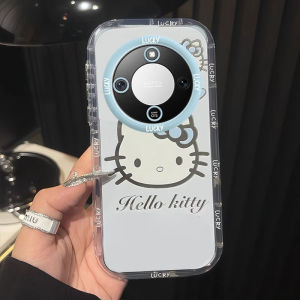 Full Cover Anti-Fall Transparent Soft Edge Phone Case for Honor X70 X70i X70Pro KT Cat Design Cute Cartoon Pattern Girls Style