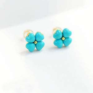 Fashionable S925 Silver Needle Embedded Turquoise Four Leaf Clover Earrings Simple Fresh Style Jewelry Ear Studs And Drop Earrings