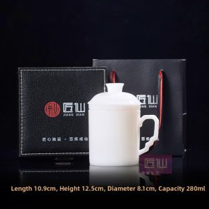 JIEZHANG | Elegant Ice Jade Ceramic Office Cup Personal Use Tea Water Separation