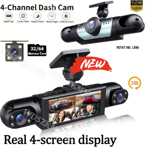 4Lens Car DVR 360 Degrees Video Recorder 1080P Dash Cam 360 3/4Channel 24h Parking Monitor Car Security Accessory