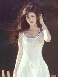 French Elegant White Design Off-Shoulder Belted Slimming Summer Vacation Style Midi Dress Womens Sleeveless High Waist A-Line Dress