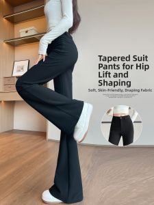 Flared High Waist Slimming Fall Spring Pants Black