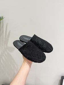 Womens Breathable Mesh Upgraded Slip-On Sandals Korean Style Flat Bottom Rubber Sole Low Heel Summer 2025 Daily Wear