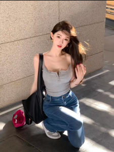 เสื้อกั๊กสายเดี่ยวลูกไม้สั้นสำหรับผู้หญิง เสื้อชั้นในแบบสวมสบายสำหรับโยคะ ดีไซน์หลังสวยงาม เสื้อชั้นในสไตล์ฝรั่งเศส เสื้อชั้นในสตรี