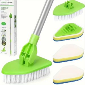 Multifunctional Shower Cleaning Scrub Brush With Long Handle 2 In 1 Extendable Tub & Tile Floor Scrubber Brush Cleaning Tool