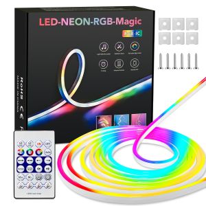 Bluetooth Thông Minh RGBIC Dây Đèn LED Ánh Sáng 1M-10M USB Chống Nước 5V Dây Neon Ánh Sáng Ứng Dụng Điều Khiển Cho Phòng Tiệc Trò Chơi Trang Trí Phòng