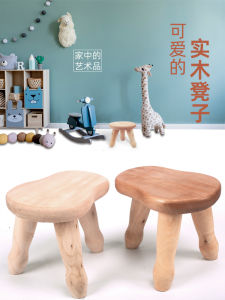 All Solid Wood Household Artistic Design Living Room Pastoral Shaped Childrens Stool Shoes Changing Low Stool Small Bench Sofa Internet Celebrity