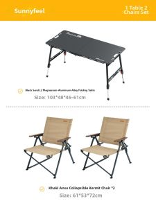 SUNNY FEEL | All-terrain Adjustable Folding Table Magnesium Aluminum Alloy Hydraulic Black