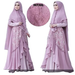 SIGAWA-(COD) Gamis Syari Fatimah Aplikasi Bordir Payet Mutiara Terbaru Mewah Dan Elegan Cocok Buat Pesta Kondangan