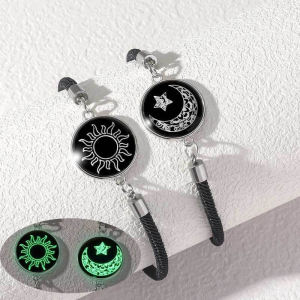 C.three Sun Moon Lovers Time Gemstone Weaving Bracelet Couple Bracelet Adjustable Bracelet