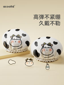 Womens Thickened Bath Cap Waterproof Hair Cover for Shower Kitchen Oil Smoke Proof Double Layer Adult Headgear Accessory