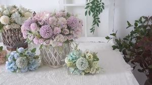 Buket Bunga Palsu Plastik Chrysanthemum Hydrangea Rose Peony Bouquet Flower