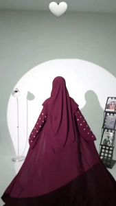 Jameela Abaya Set: Dress Viral Wanita & Matt Crinkle Mix Bordir