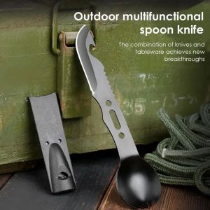 sendok garpu pisau pembuka botol peluit set EDC survival camping tool kit 7in1 pocket multifungsi serbaguna peralatan kemah hiking